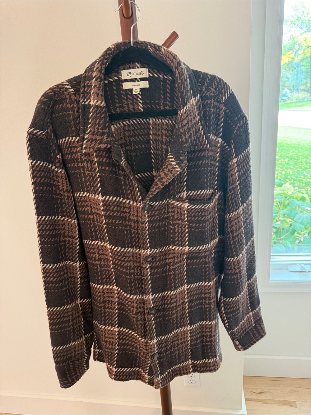 Madewell Brown Plaid Lightweight Shirt Jacket